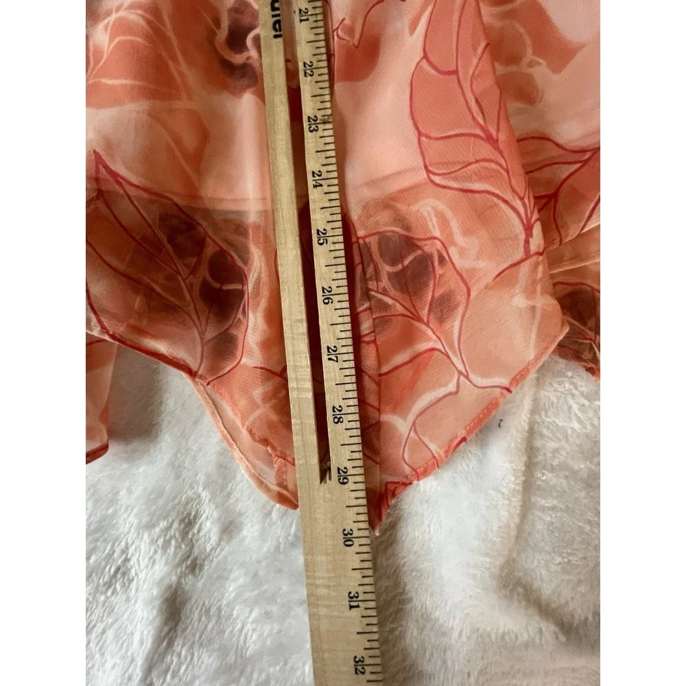 Sheri Martin Womens 18‎ Skirt Peach Handkerchief Hem Floral Elegant Lined